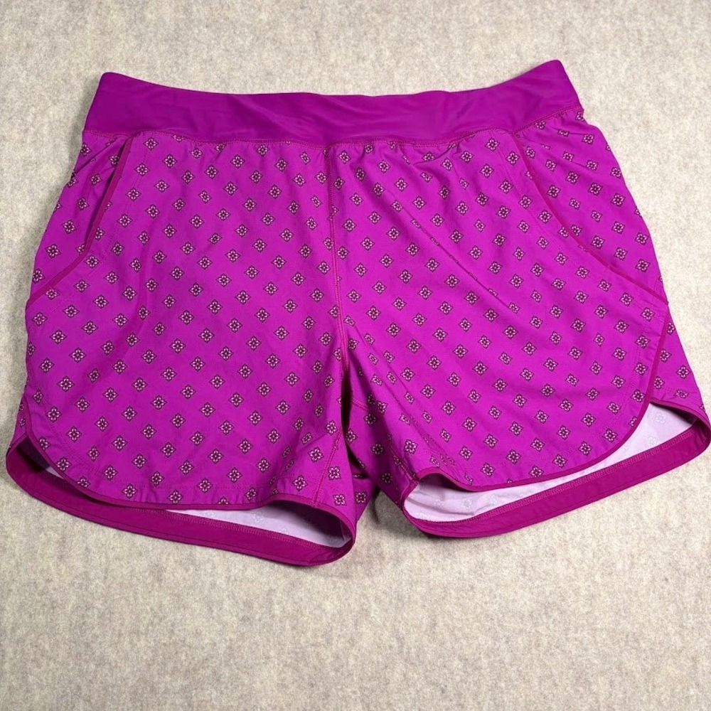 Lands' End Board‎ Shorts Womens 18 Pink Polyester Blend Geometric Swim Athletic